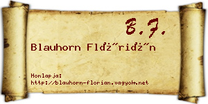 Blauhorn Flórián névjegykártya