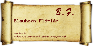 Blauhorn Flórián névjegykártya